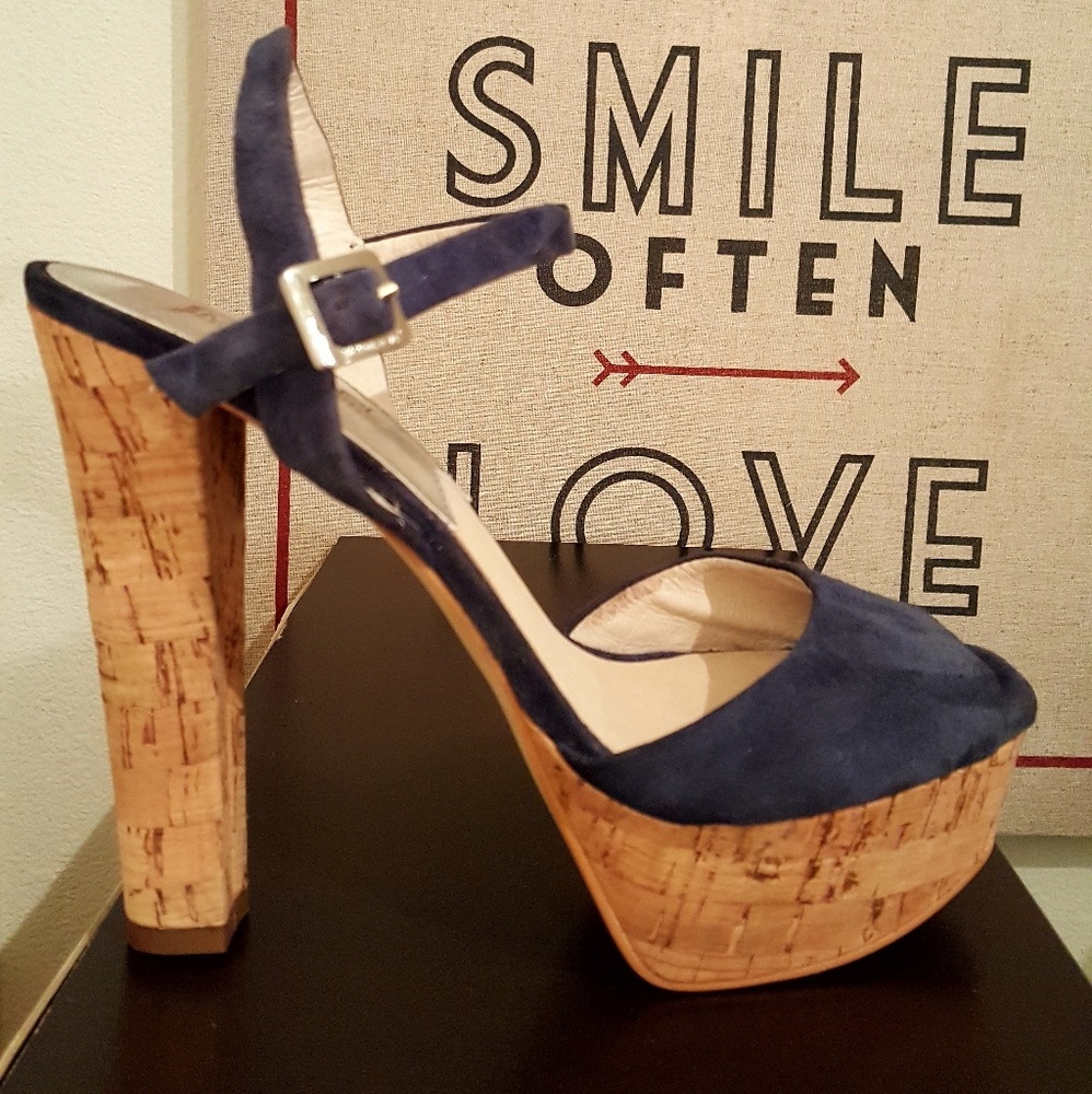 MICHAEL Michael Kors Navy Peep Toe platforms